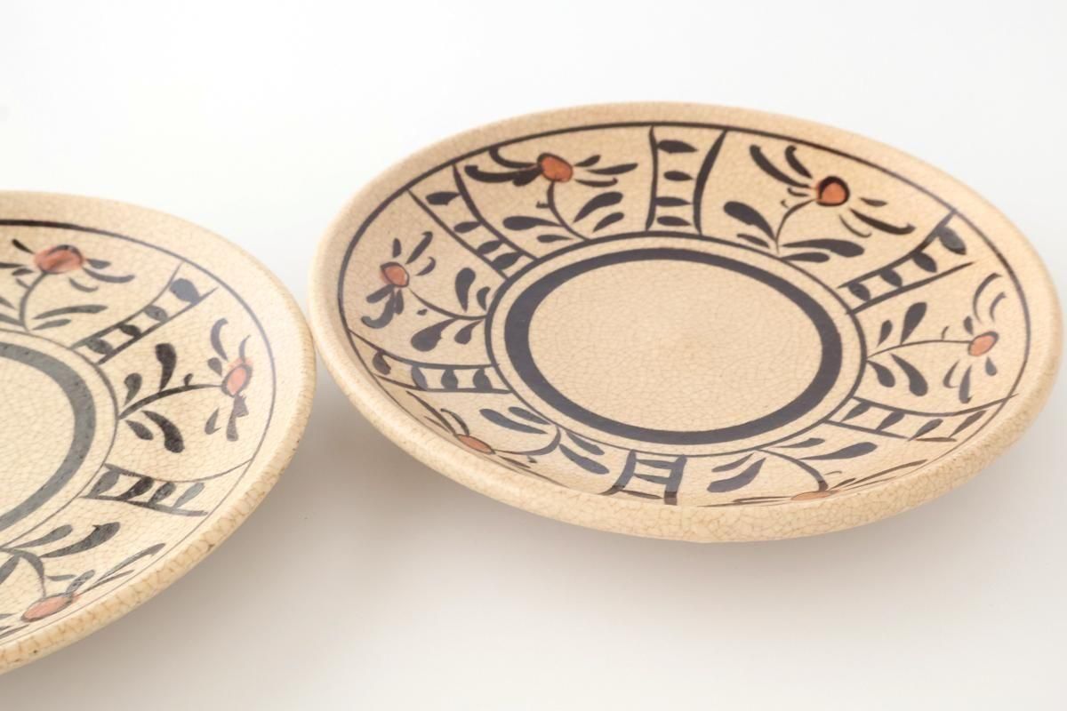 Kitagama Kasen Hiroshige Kato Round Plate Akae 21cm/8.3in | Seto Ware