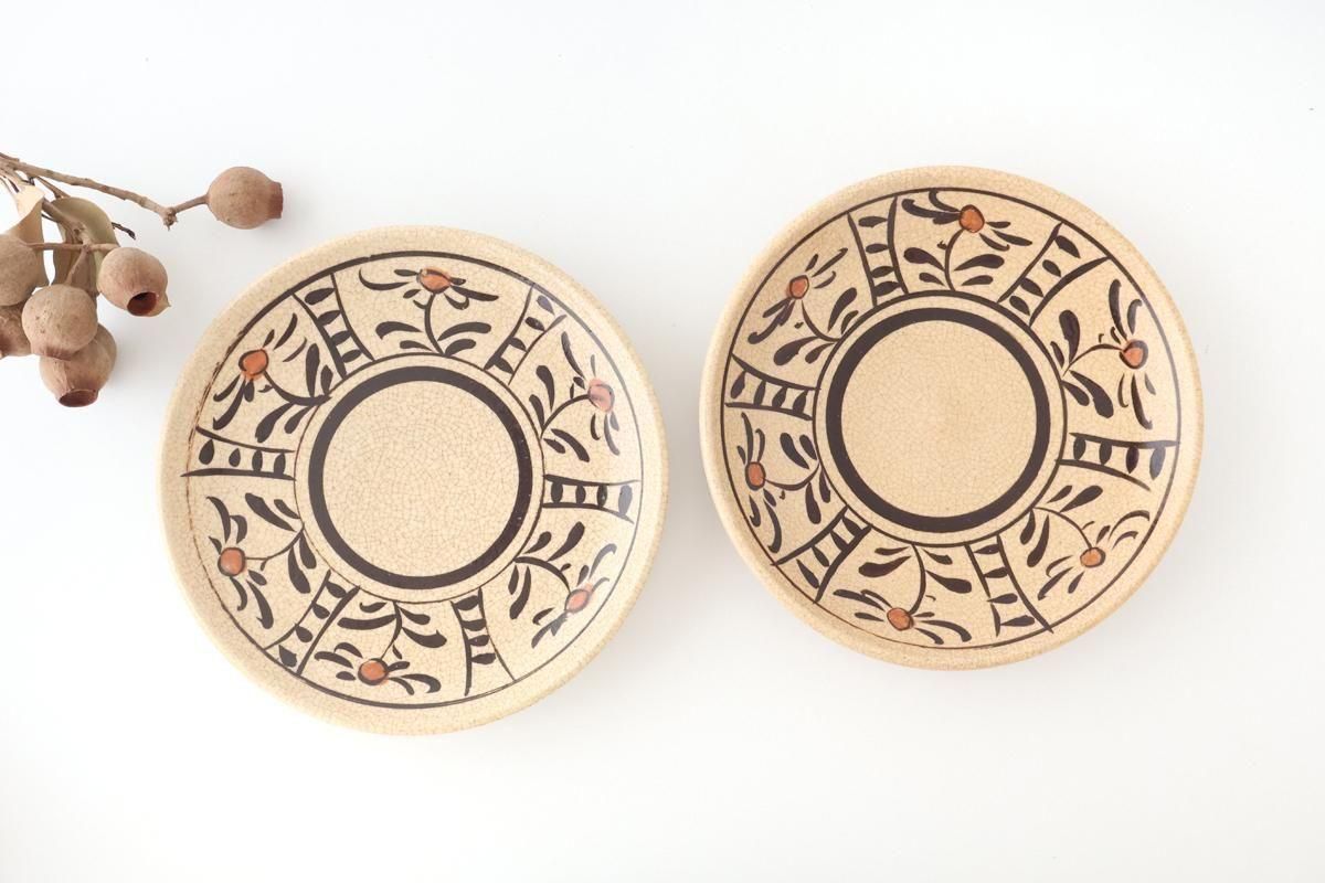 Kitagama Kasen Hiroshige Kato Round Plate Akae 21cm/8.3in | Seto Ware