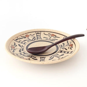 Kitagama Kasen Hiroshige Kato Round Plate Akae 21cm/8.3in | Seto Ware