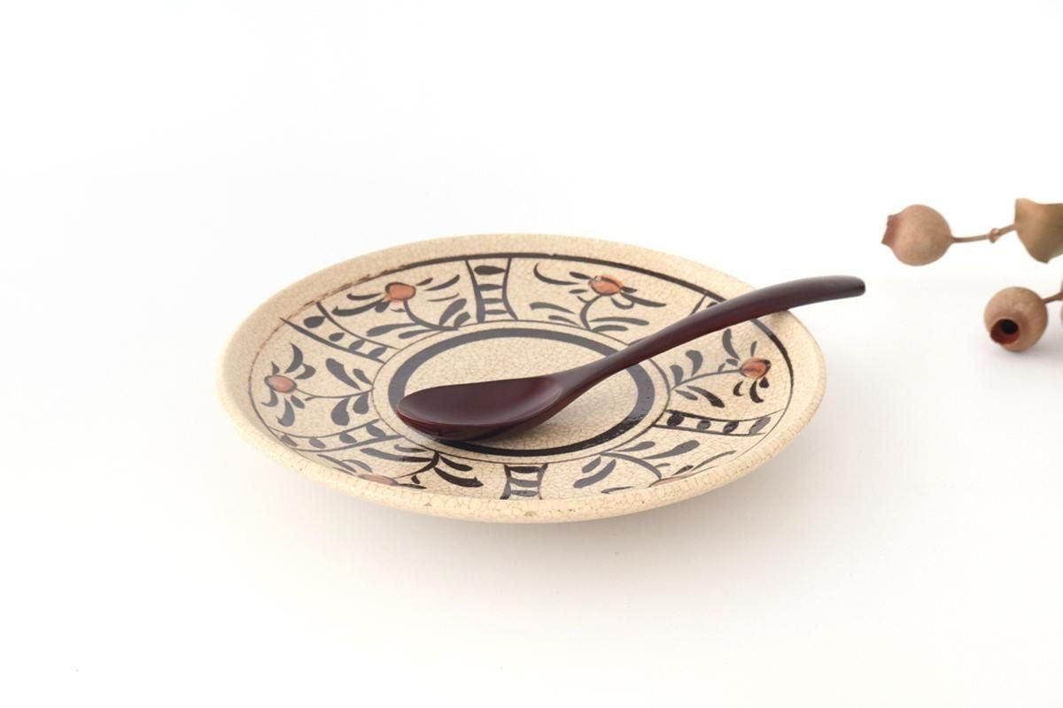 Kitagama Kasen Hiroshige Kato Round Plate Akae 21cm/8.3in | Seto Ware