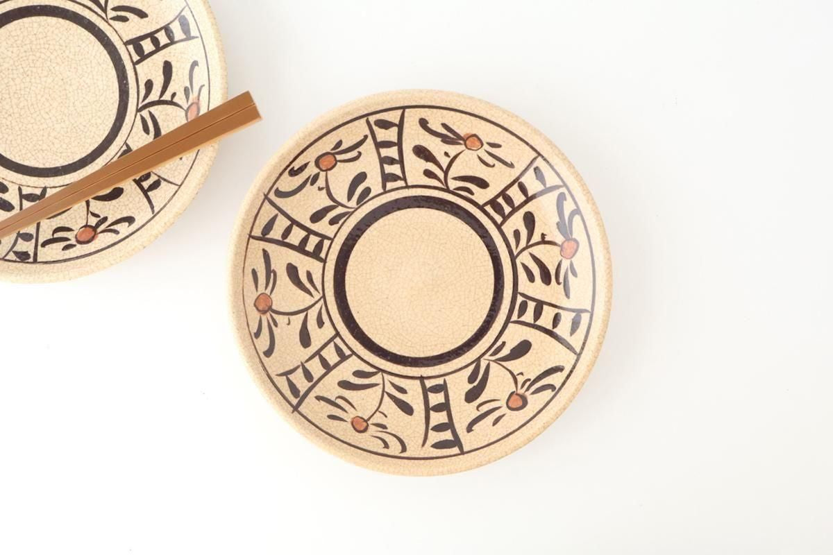 Kitagama Kasen Hiroshige Kato Round Plate Akae 21cm/8.3in | Seto Ware