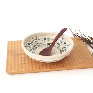 Kitagama Kasen Hiroshige Kato Round Bowl Blue Flower 14cm/5.5in | Kobachi Seto Ware