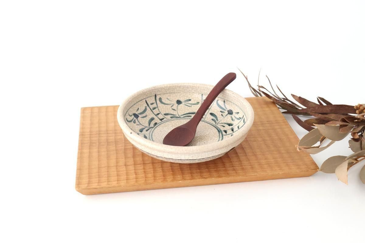 Kitagama Kasen Hiroshige Kato Round Bowl Blue Flower 14cm/5.5in | Kobachi Seto Ware