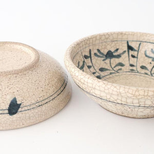 Kitagama Kasen Hiroshige Kato Round Bowl Blue Flower 14cm/5.5in | Kobachi Seto Ware