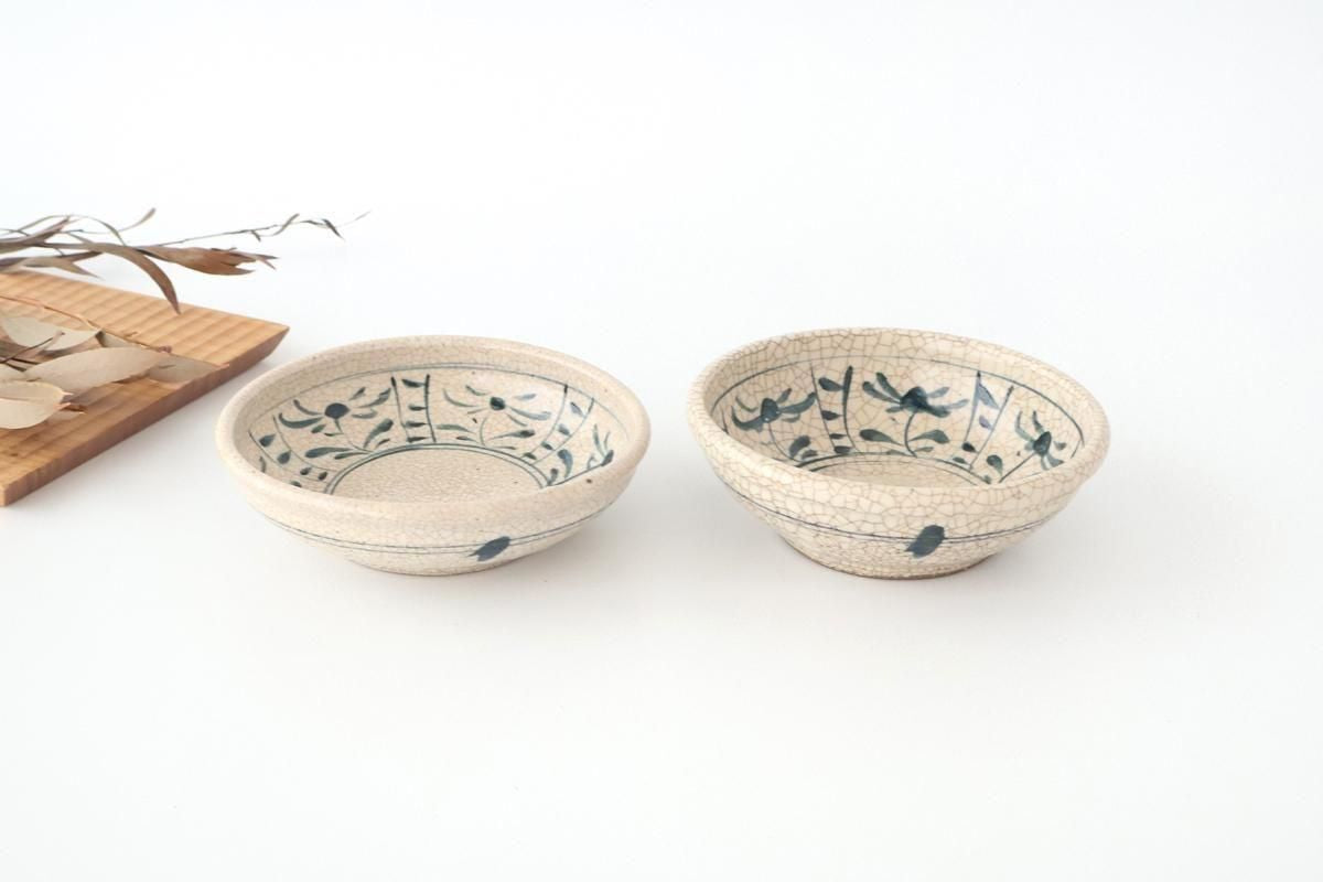 Kitagama Kasen Hiroshige Kato Round Bowl Blue Flower 14cm/5.5in | Kobachi Seto Ware