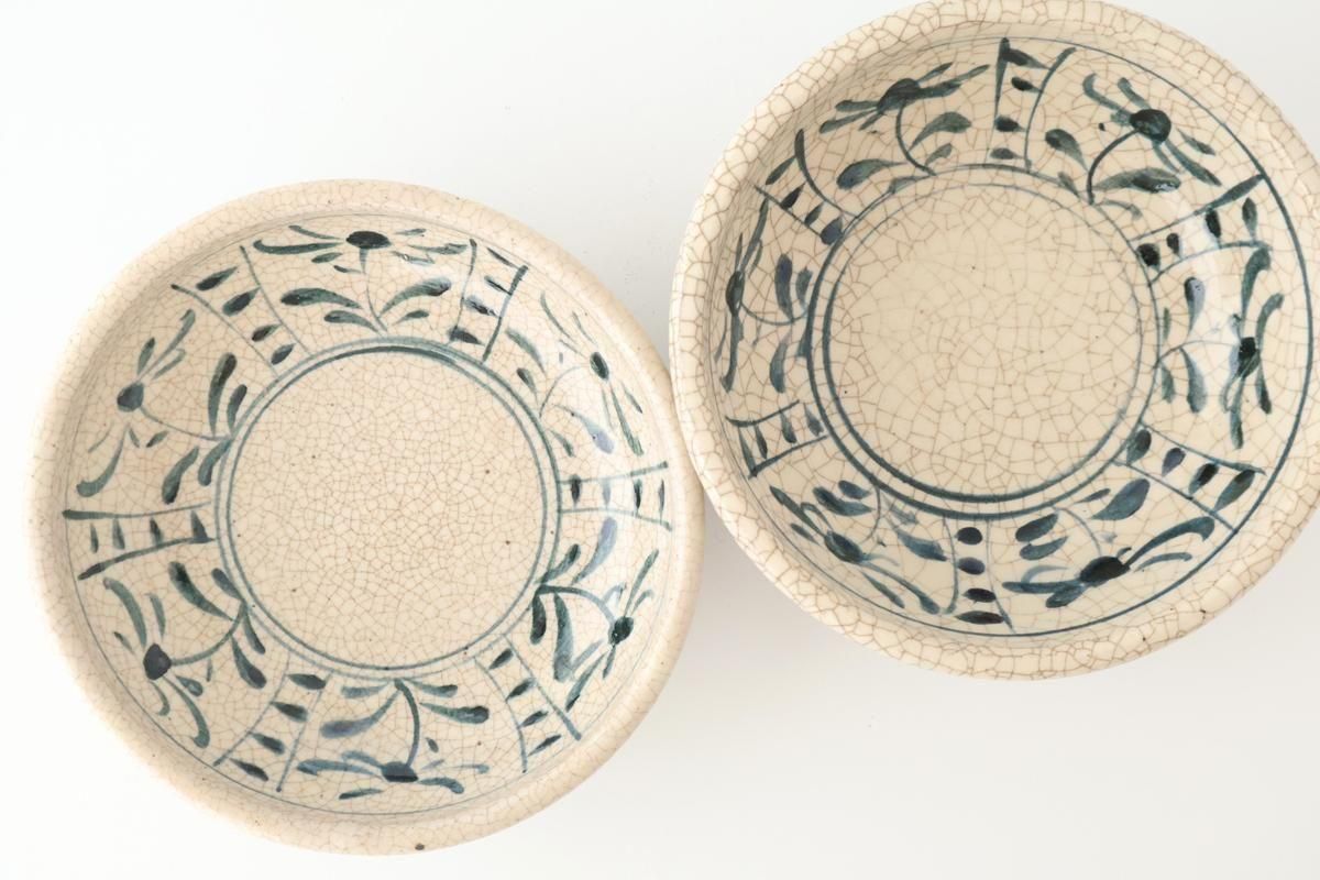 Kitagama Kasen Hiroshige Kato Round Bowl Blue Flower 14cm/5.5in | Kobachi Seto Ware