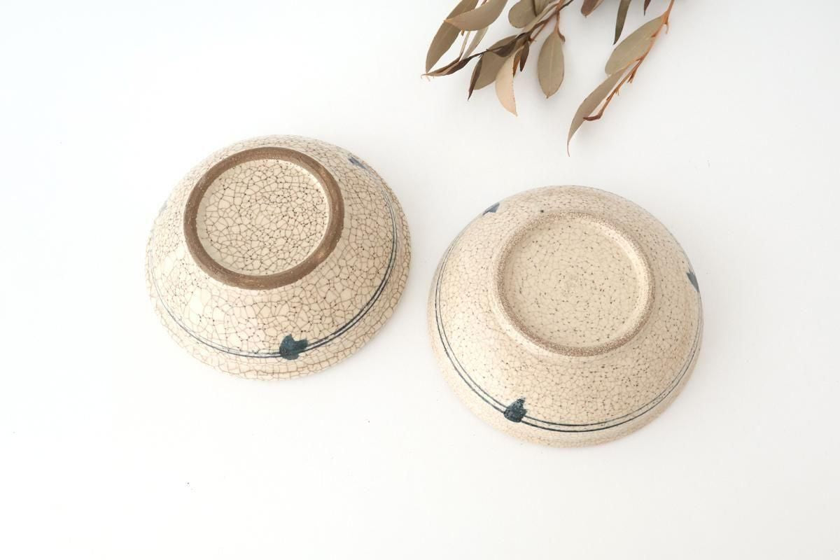 Kitagama Kasen Hiroshige Kato Round Bowl Blue Flower 14cm/5.5in | Kobachi Seto Ware