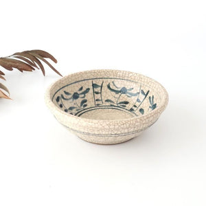 Kitagama Kasen Hiroshige Kato Round Bowl Blue Flower 14cm/5.5in | Kobachi Seto Ware