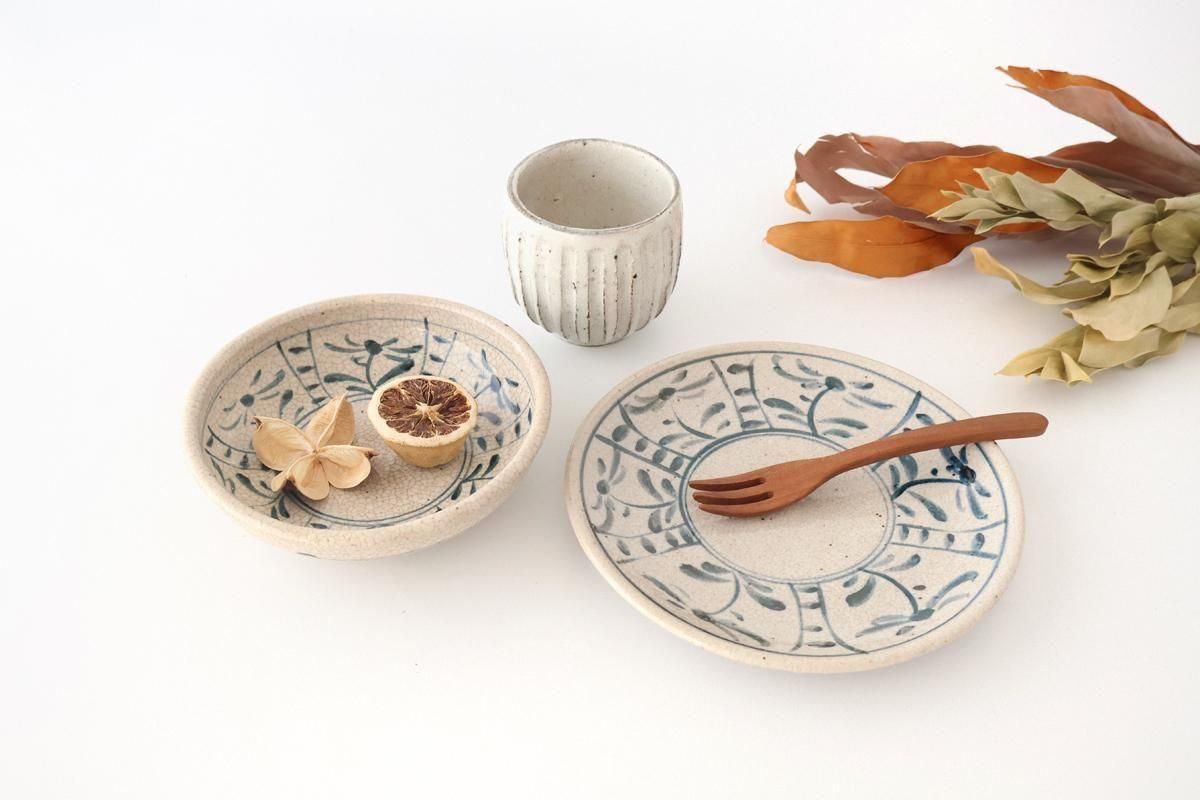 Kitagama Kasen Hiroshige Kato Round Bowl Blue Flower 14cm/5.5in | Kobachi Seto Ware