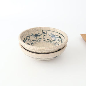 Kitagama Kasen Hiroshige Kato Round Bowl Blue Flower 14cm/5.5in | Kobachi Seto Ware