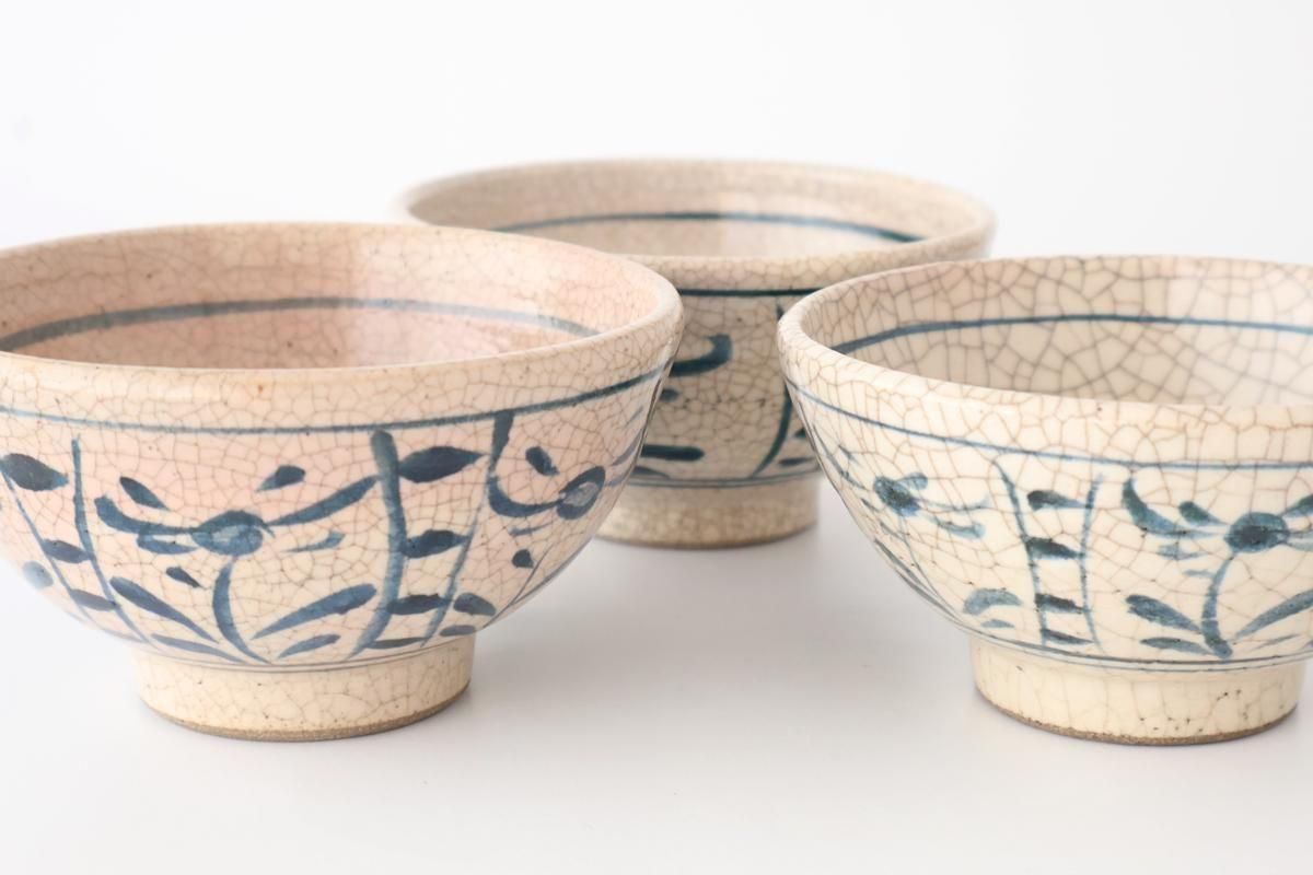 Kitagama Kasen Hiroshige Kato Rice Bowl Blue Flower | Seto Ware