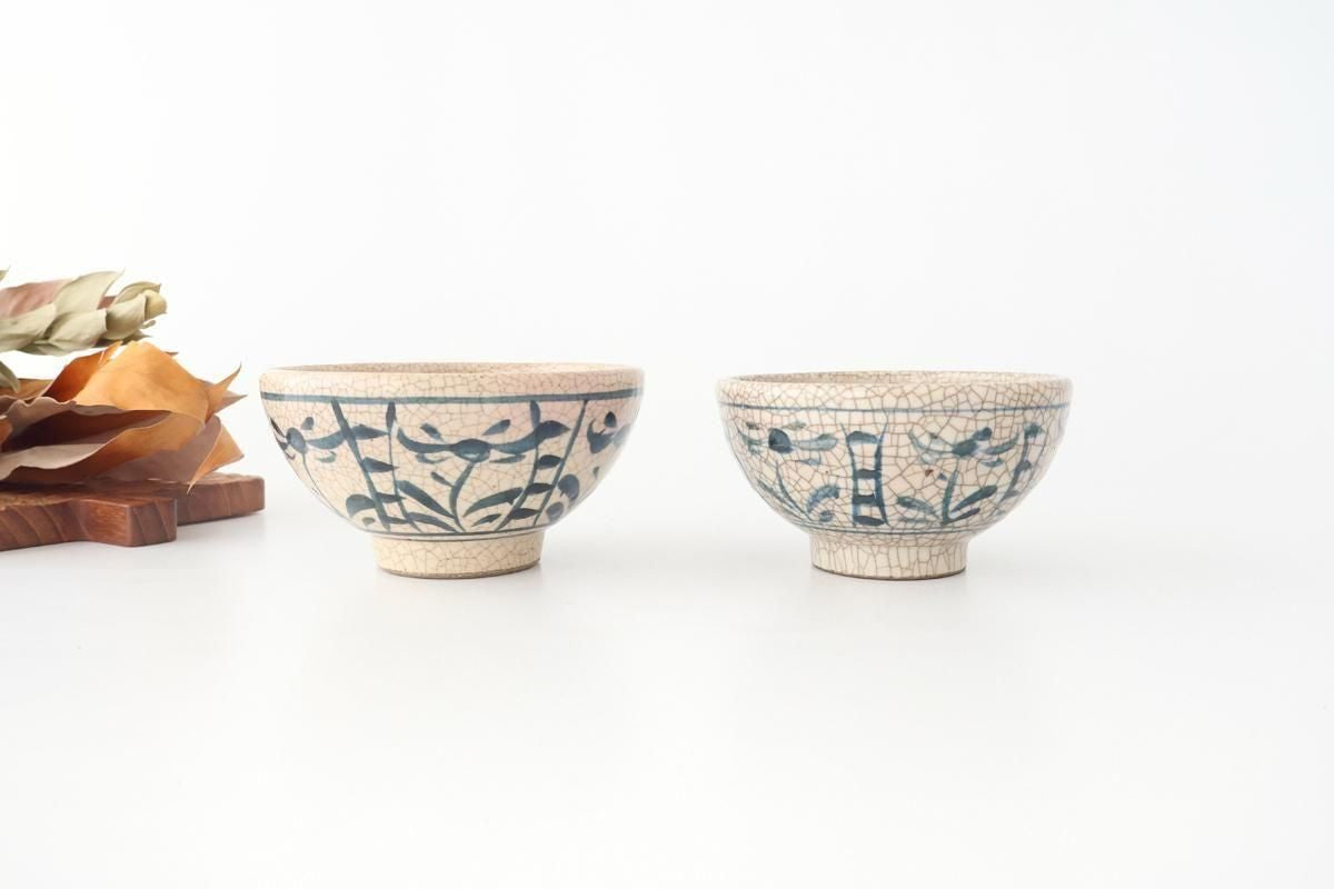 Kitagama Kasen Hiroshige Kato Rice Bowl Blue Flower | Seto Ware