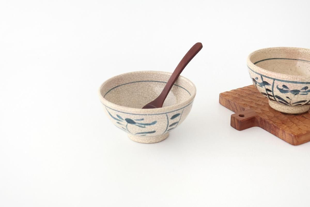 Kitagama Kasen Hiroshige Kato Rice Bowl Blue Flower | Seto Ware