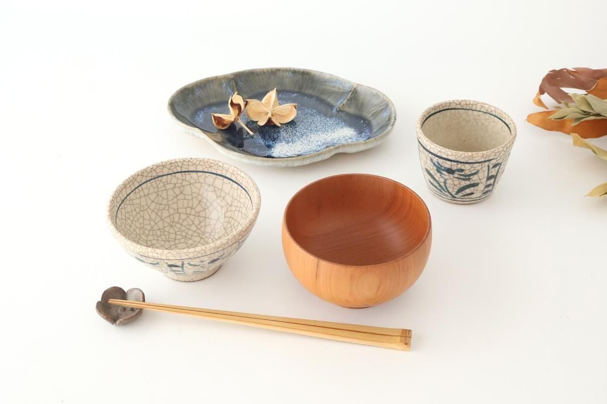 Kitagama Kasen Hiroshige Kato Rice Bowl Blue Flower | Seto Ware