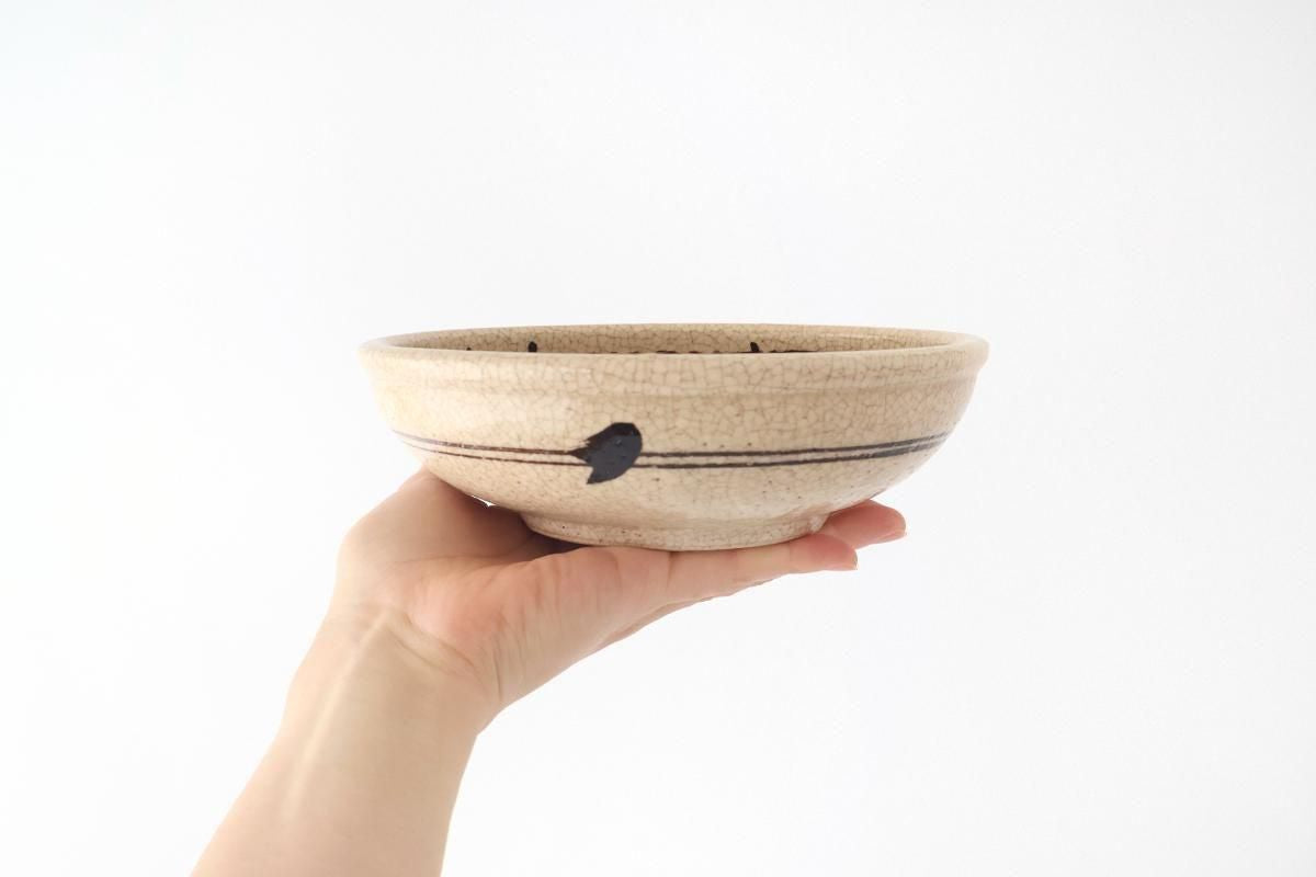 Kitagama Kasen Hiroshige Kato Round Bowl Akae 18cm/7in | Seto Ware