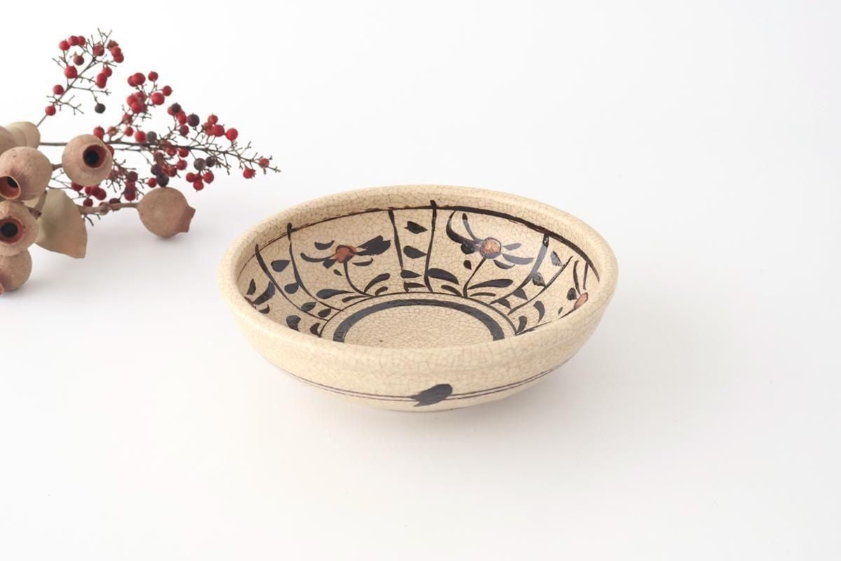 Kitagama Kasen Hiroshige Kato Round Bowl Akae 18cm/7in | Seto Ware