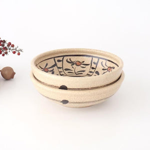 Kitagama Kasen Hiroshige Kato Round Bowl Akae 18cm/7in | Seto Ware