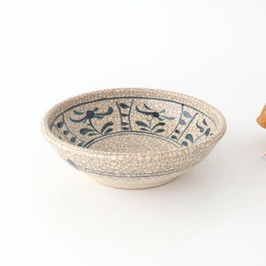 Kitagama Kasen Hiroshige Kato Round Bowl Blue Flower 18cm/7in | Seto Ware