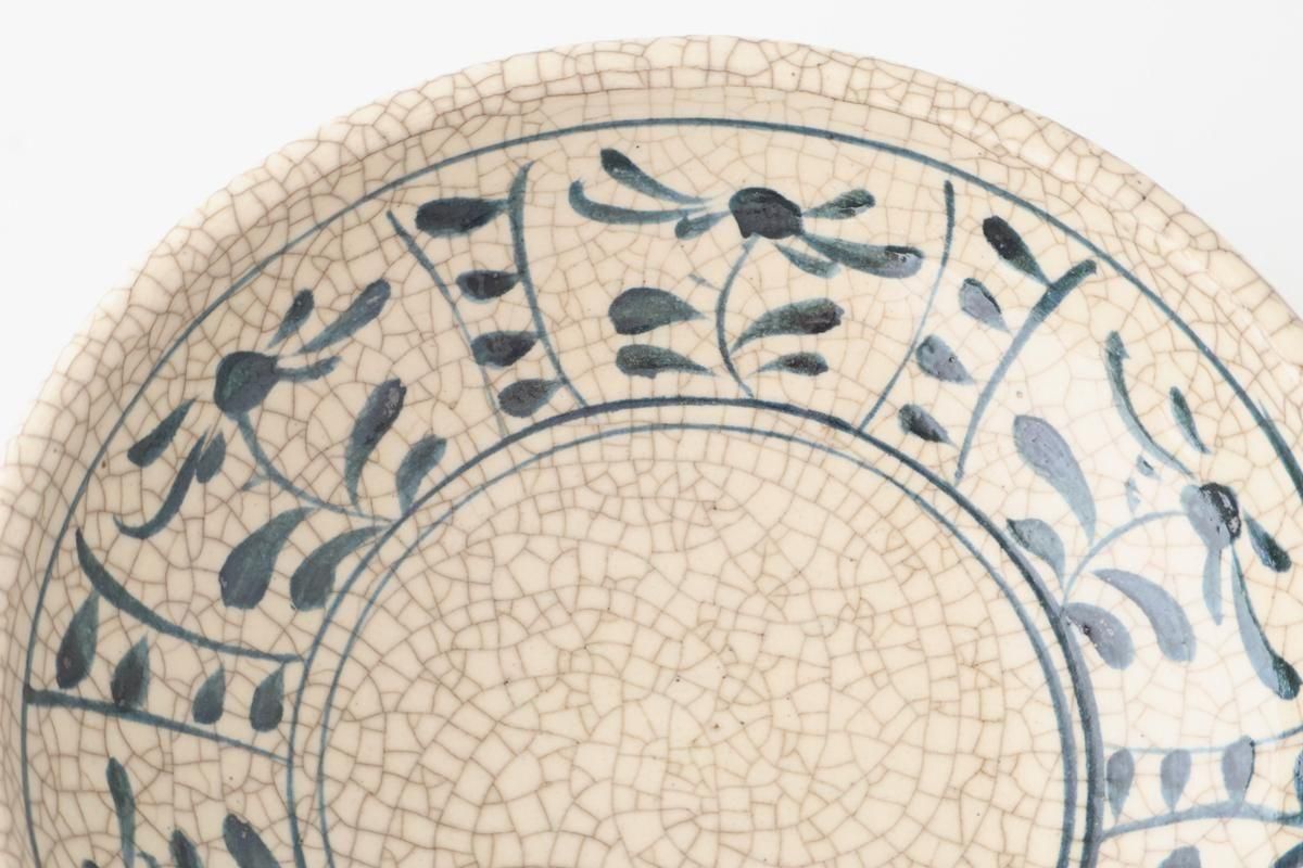 Kitagama Kasen Hiroshige Kato Round Bowl Blue Flower 18cm/7in | Seto Ware