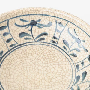 Kitagama Kasen Hiroshige Kato Round Bowl Blue Flower 18cm/7in | Seto Ware