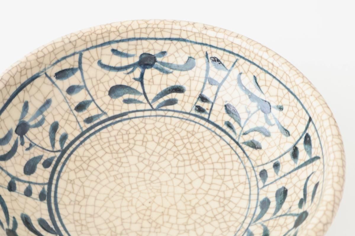 Kitagama Kasen Hiroshige Kato Round Bowl Blue Flower 18cm/7in | Seto Ware