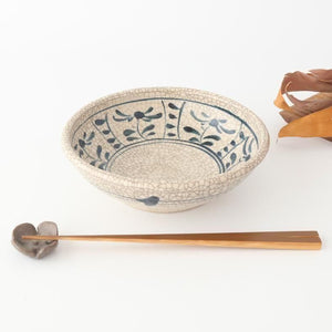 Kitagama Kasen Hiroshige Kato Round Bowl Blue Flower 18cm/7in | Seto Ware