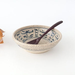 Kitagama Kasen Hiroshige Kato Round Bowl Blue Flower 18cm/7in | Seto Ware