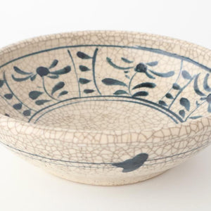 Kitagama Kasen Hiroshige Kato Round Bowl Blue Flower 18cm/7in | Seto Ware