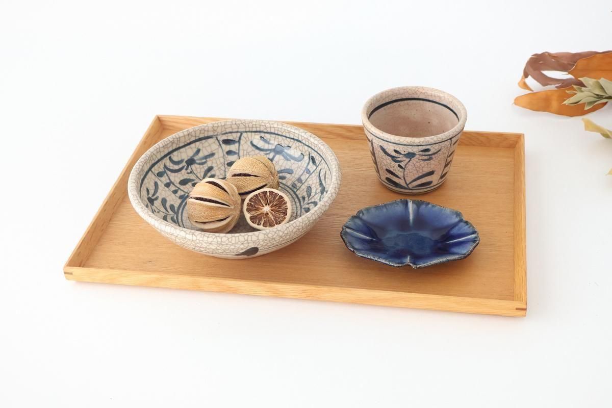 Kitagama Kasen Hiroshige Kato Round Bowl Blue Flower 18cm/7in | Seto Ware