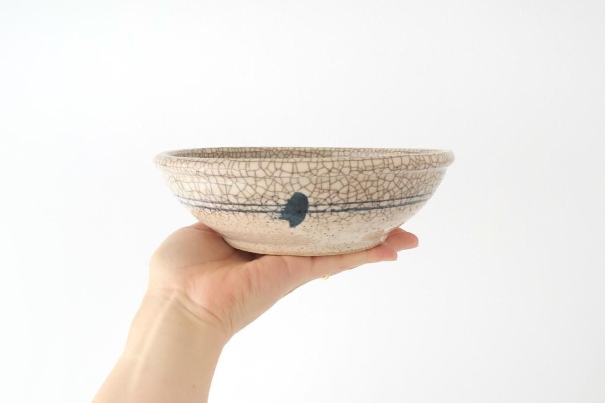 Kitagama Kasen Hiroshige Kato Round Bowl Blue Flower 18cm/7in | Seto Ware