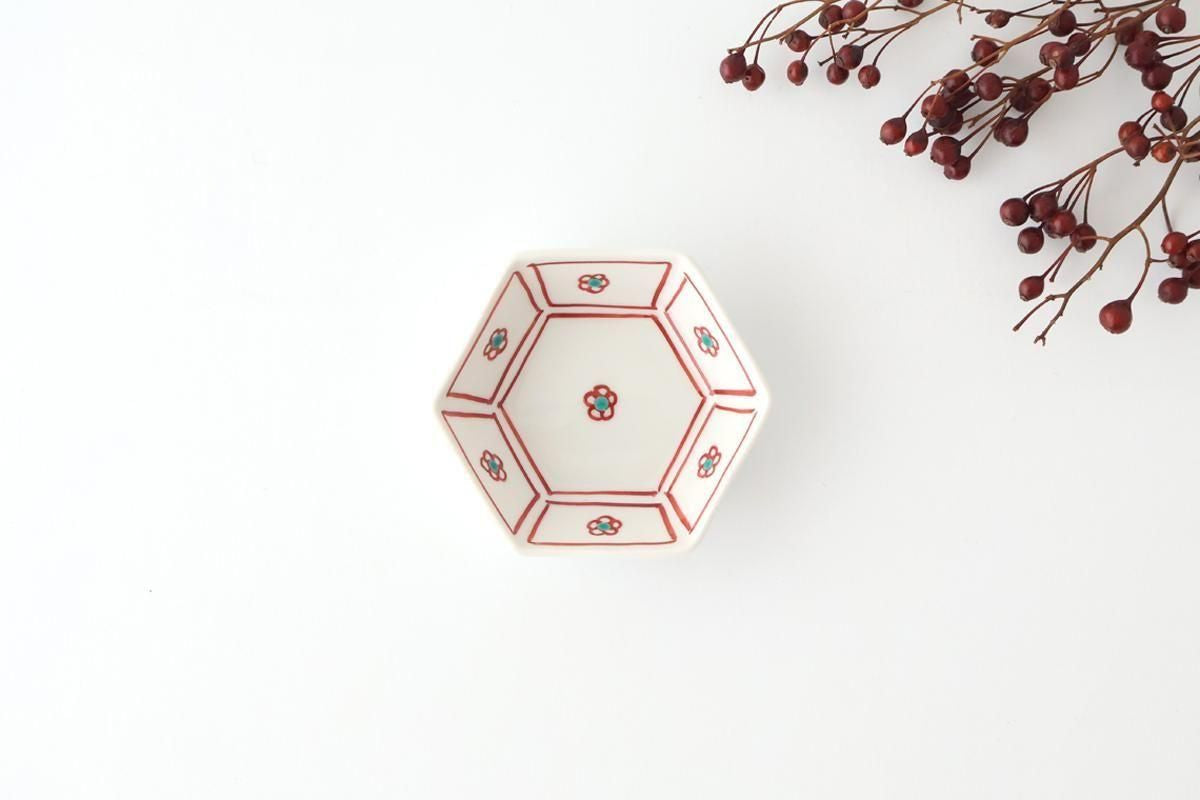 Biseki Kiln Hexagonal Bowl Plum | Kobachi Kutani Ware