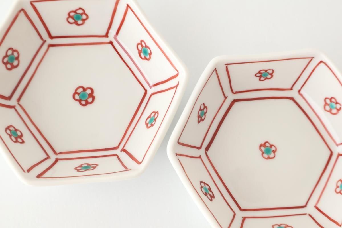 Biseki Kiln Hexagonal Bowl Plum | Kobachi Kutani Ware