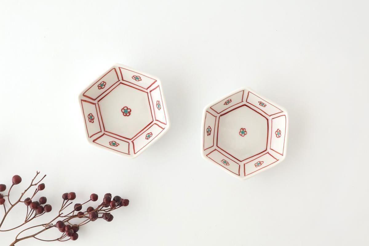 Biseki Kiln Hexagonal Bowl Plum | Kobachi Kutani Ware