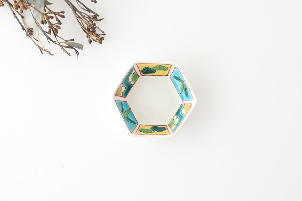 Biseki Kiln Hexagonal Bowl Shochikubai | Kobachi Kutani Ware
