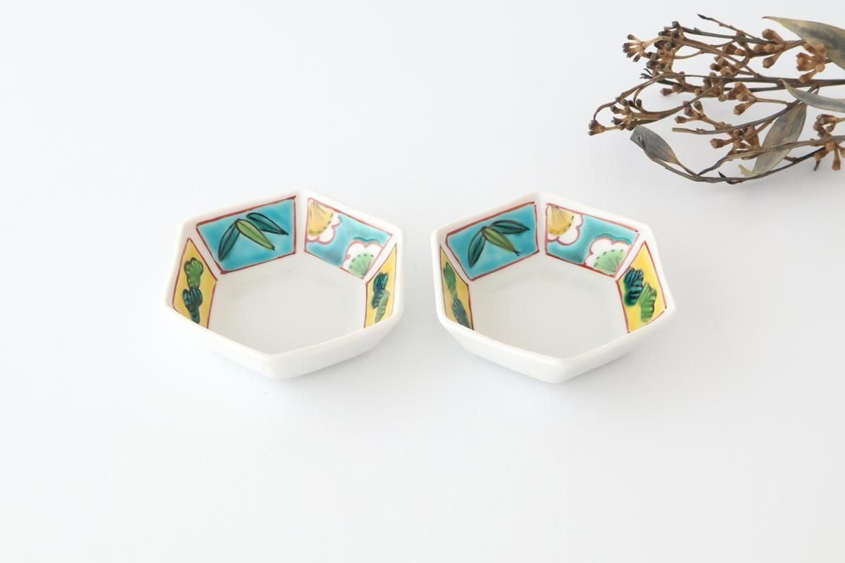 Biseki Kiln Hexagonal Bowl Shochikubai | Kobachi Kutani Ware