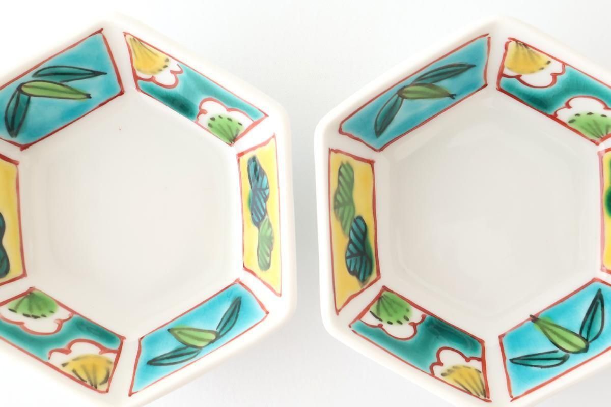 Biseki Kiln Hexagonal Bowl Shochikubai | Kobachi Kutani Ware