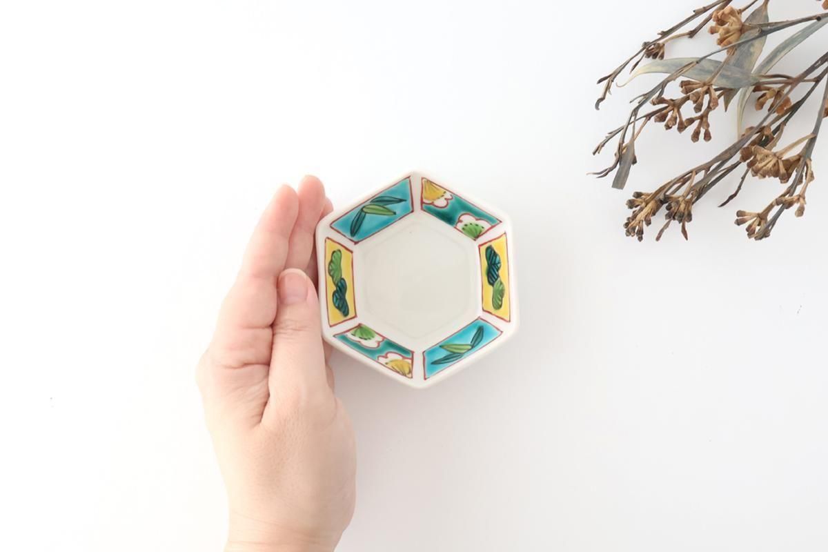 Biseki Kiln Hexagonal Bowl Shochikubai | Kobachi Kutani Ware