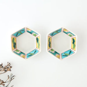 Biseki Kiln Hexagonal Bowl Shochikubai | Kobachi Kutani Ware