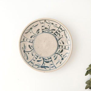 Kitagama Kasen Hiroshige Kato Round Plate Blue Flower 18cm/7.1in | Seto Ware