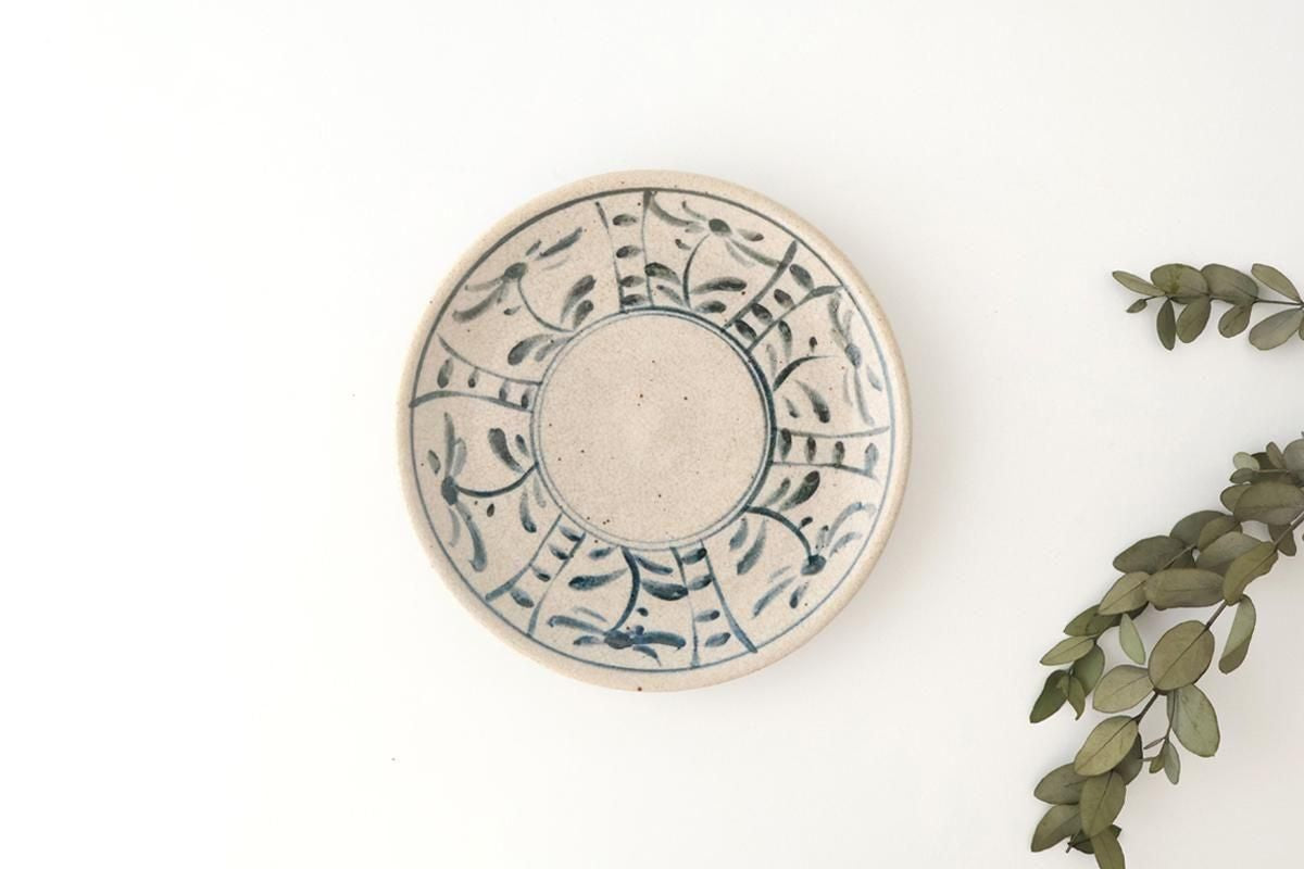 Kitagama Kasen Hiroshige Kato Round Plate Blue Flower 18cm/7.1in | Seto Ware