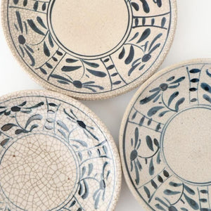 Kitagama Kasen Hiroshige Kato Round Plate Blue Flower 18cm/7.1in | Seto Ware