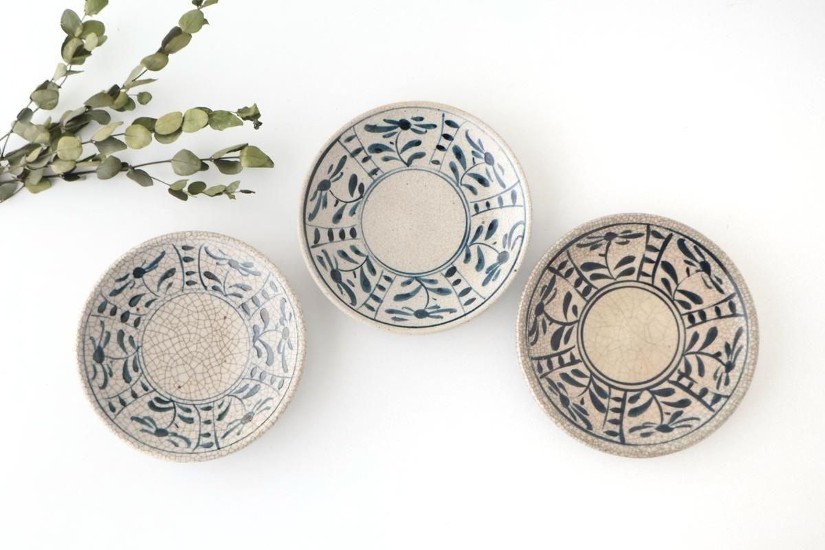 Kitagama Kasen Hiroshige Kato Round Plate Blue Flower 18cm/7.1in | Seto Ware