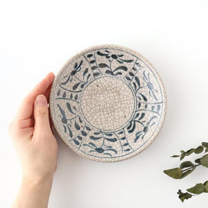 Kitagama Kasen Hiroshige Kato Round Plate Blue Flower 18cm/7.1in | Seto Ware