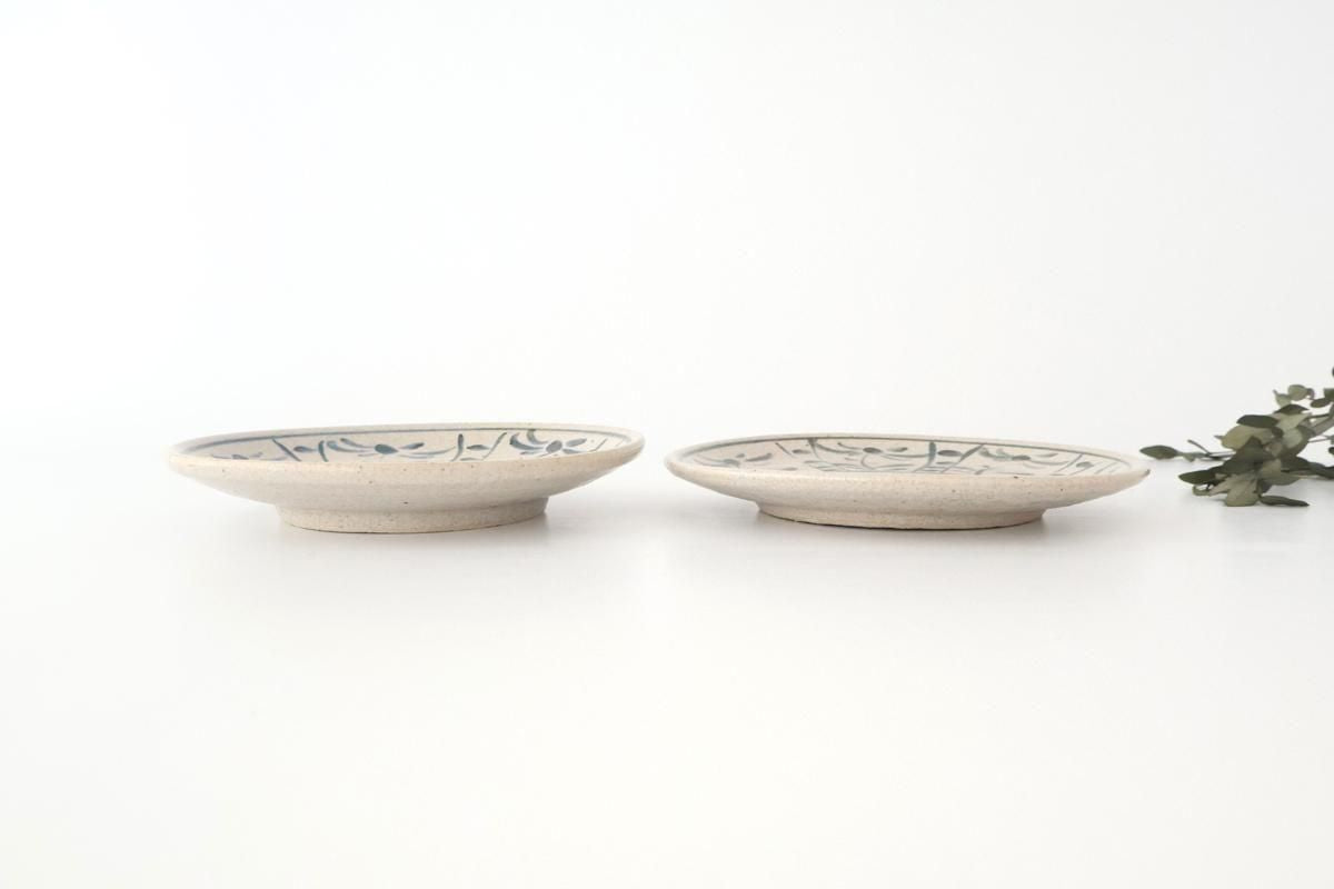 Kitagama Kasen Hiroshige Kato Round Plate Blue Flower 18cm/7.1in | Seto Ware