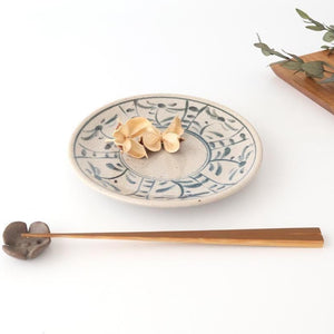 Kitagama Kasen Hiroshige Kato Round Plate Blue Flower 18cm/7.1in | Seto Ware