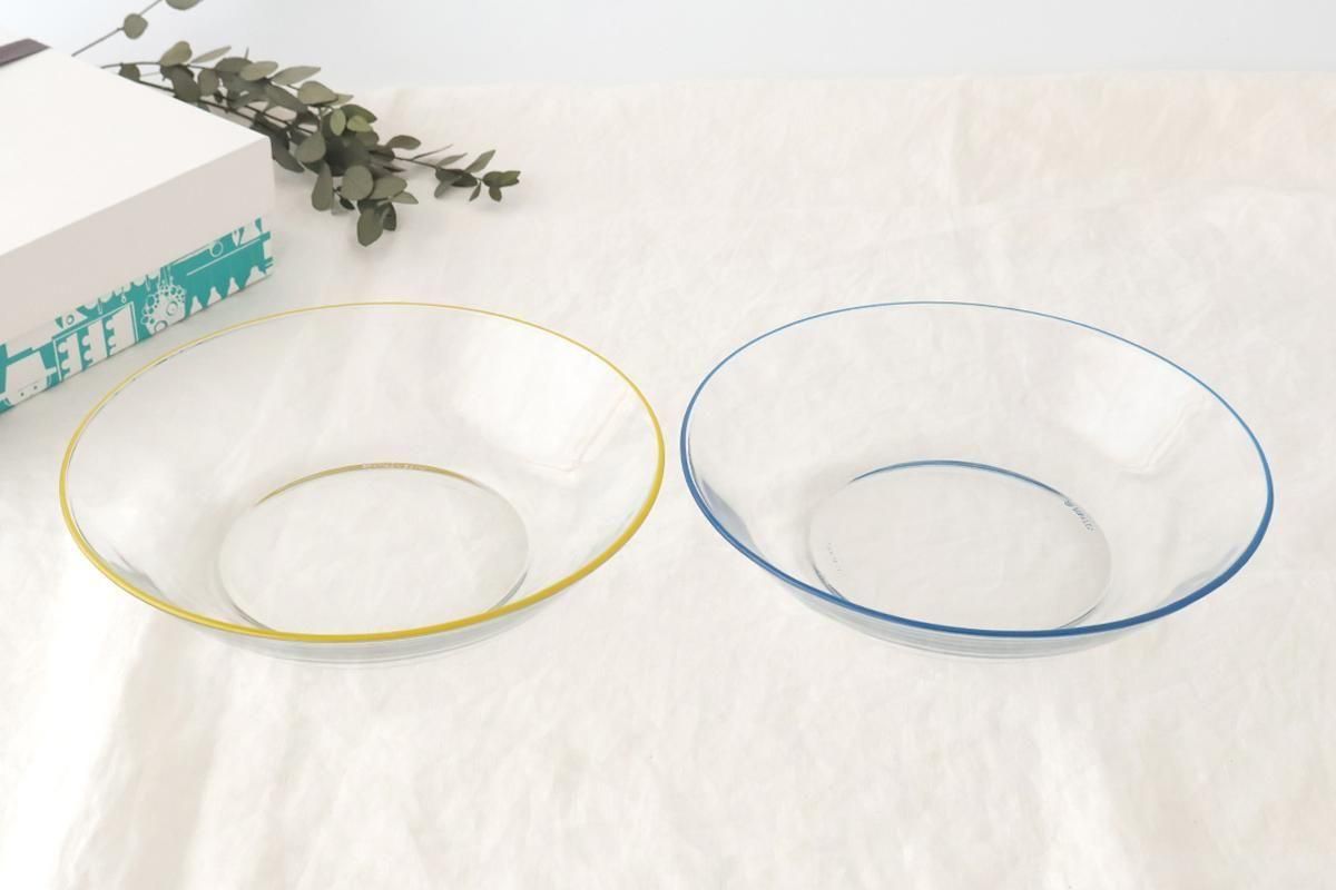 [Pair Set] POTPURRI bitte Glass Plates Blue and Yellow