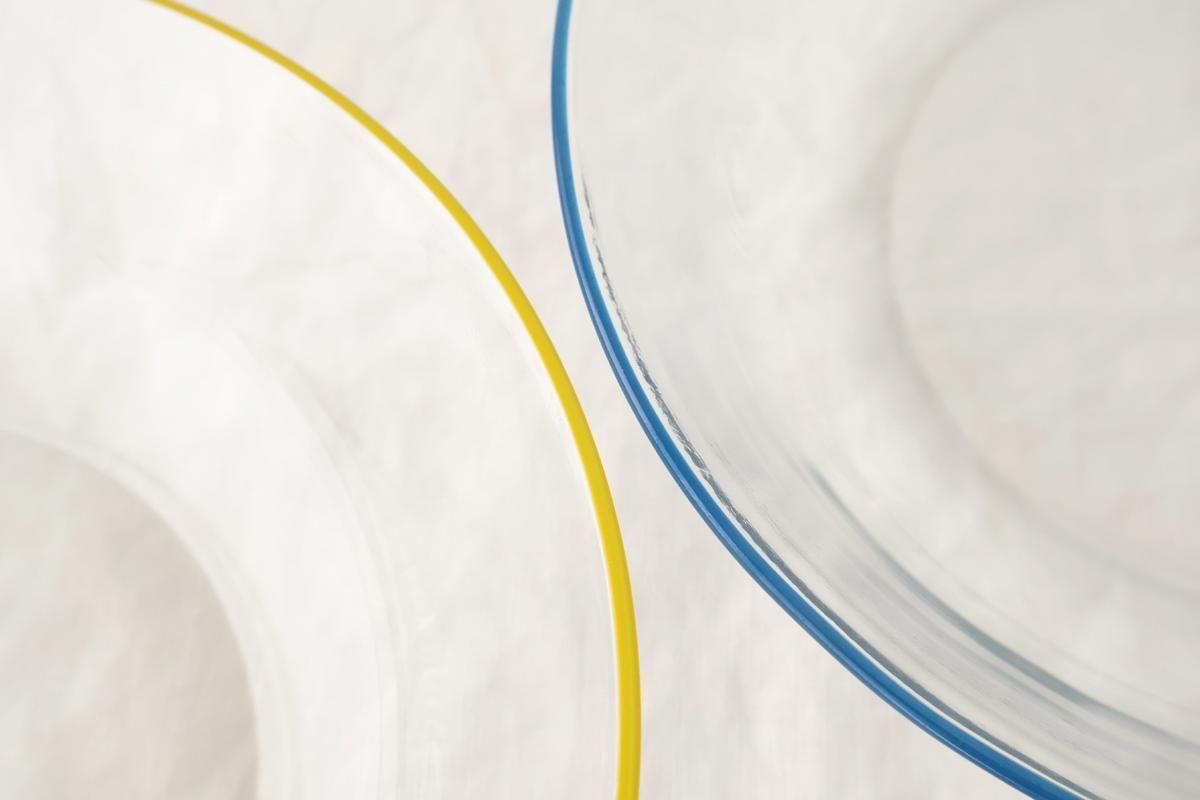 [Pair Set] POTPURRI bitte Glass Plates Blue and Yellow