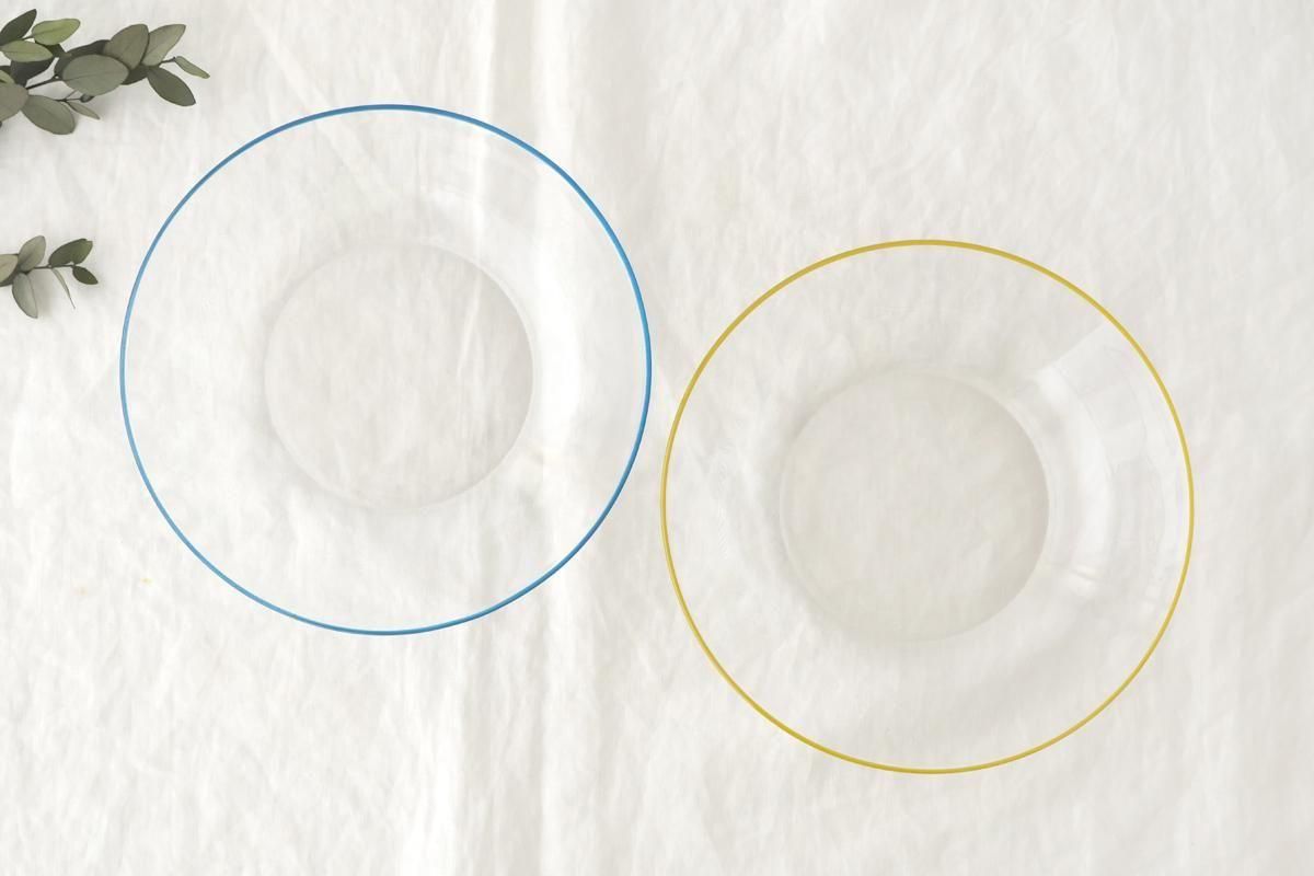 [Pair Set] POTPURRI bitte Glass Plates Blue and Yellow