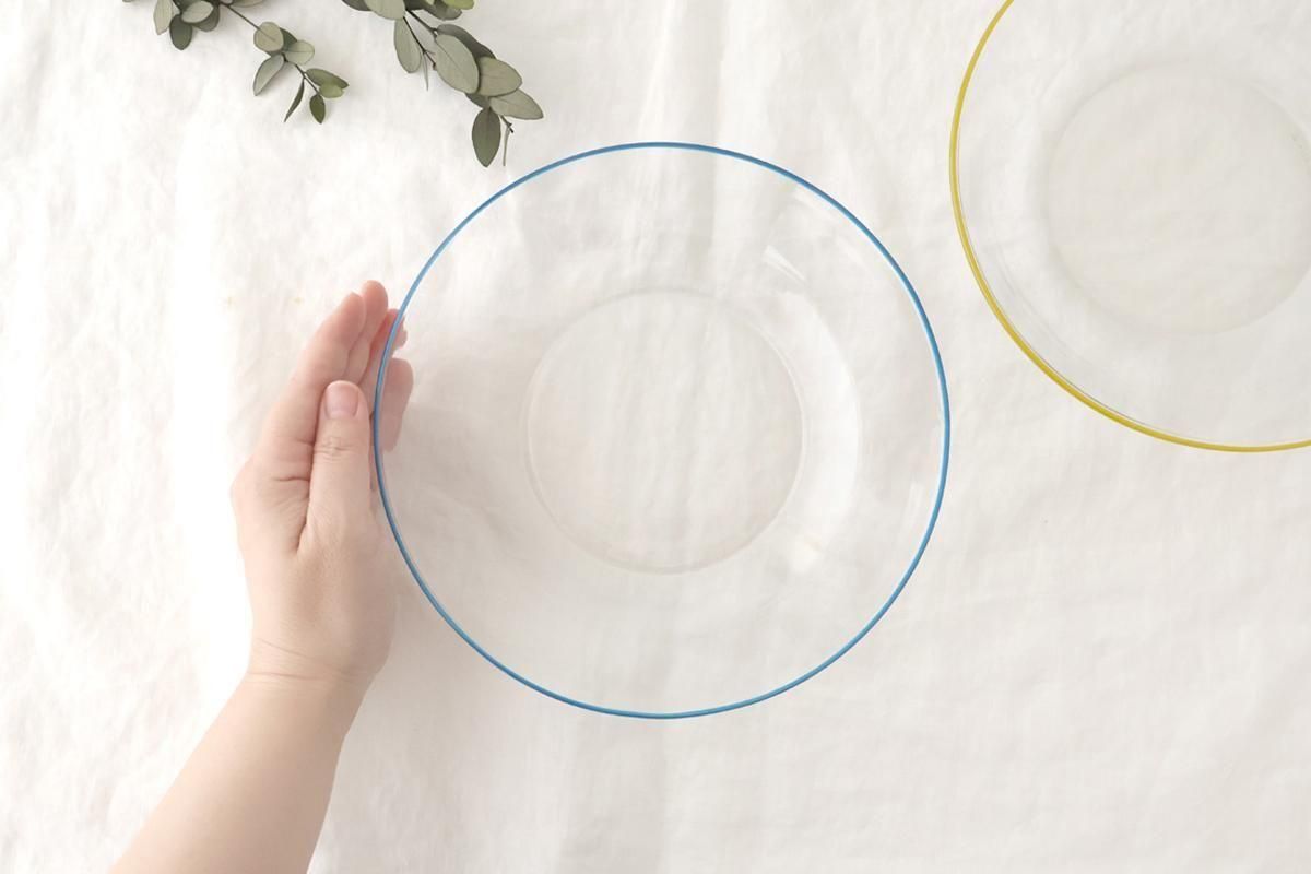 [Pair Set] POTPURRI bitte Glass Plates Blue and Yellow