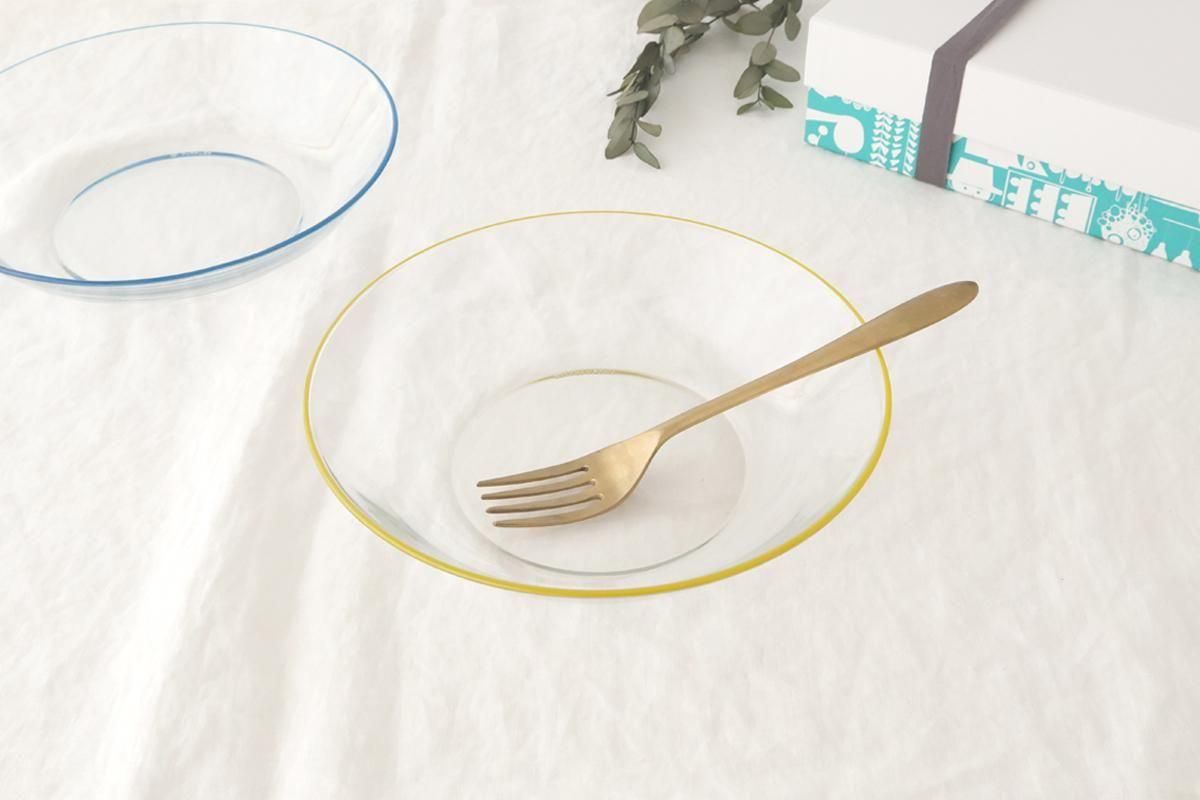 [Pair Set] POTPURRI bitte Glass Plates Blue and Yellow